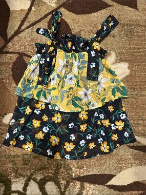 Who What Wear Floral Tiered Tie Top